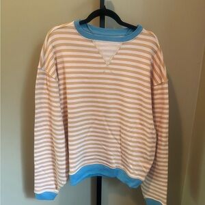 We The Free Blue and Cream Striped Sweater